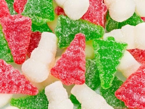 Albanese Christmas Sanded Gummi Trees and Snowmen 1lb